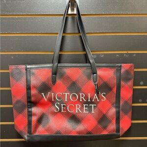 Victoria's Secret Red and Black Plaid Tote